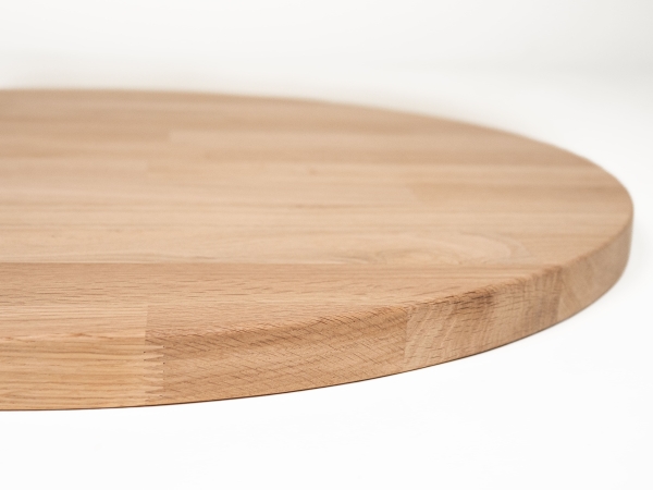 Round Tabletop Worktop Oak A/B, finger jointed lamellas, 26 mm, untreated